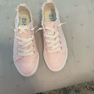 Pink and White Casual Sneakers with Breathable Knit Design - Women’s - size 9
